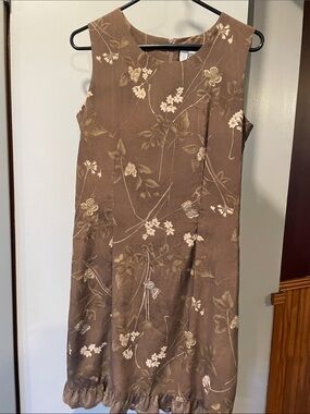 BICE by Sage Harbor Sleeveless Brown Floral Shift Dress size 10